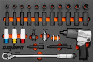 Набор с гайковертом, динамометрическим ключом и ударными головками в EVA ложементе 560х375 мм, 33 предмета OMT33STE